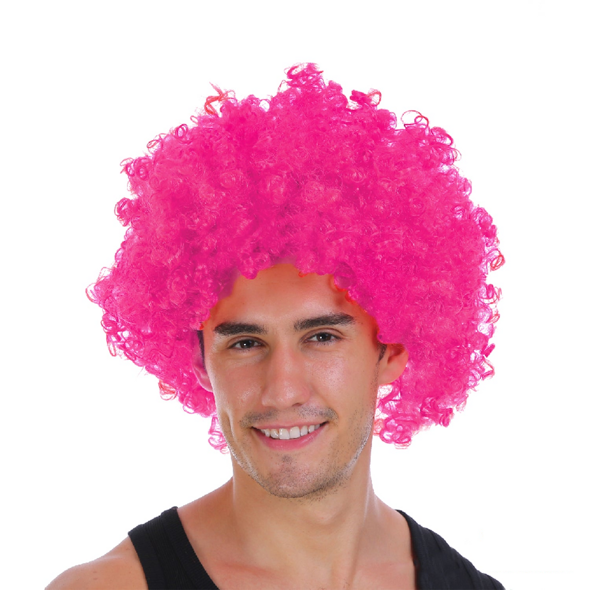 Vibrant Curly Hot Pink Afro Wig for 70s/80s Costume Parties and Disco Nights