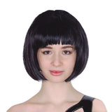 Chic Black Bob Wig with Bangs for Themed Parties and Cosplay - Women's Hair Accessory