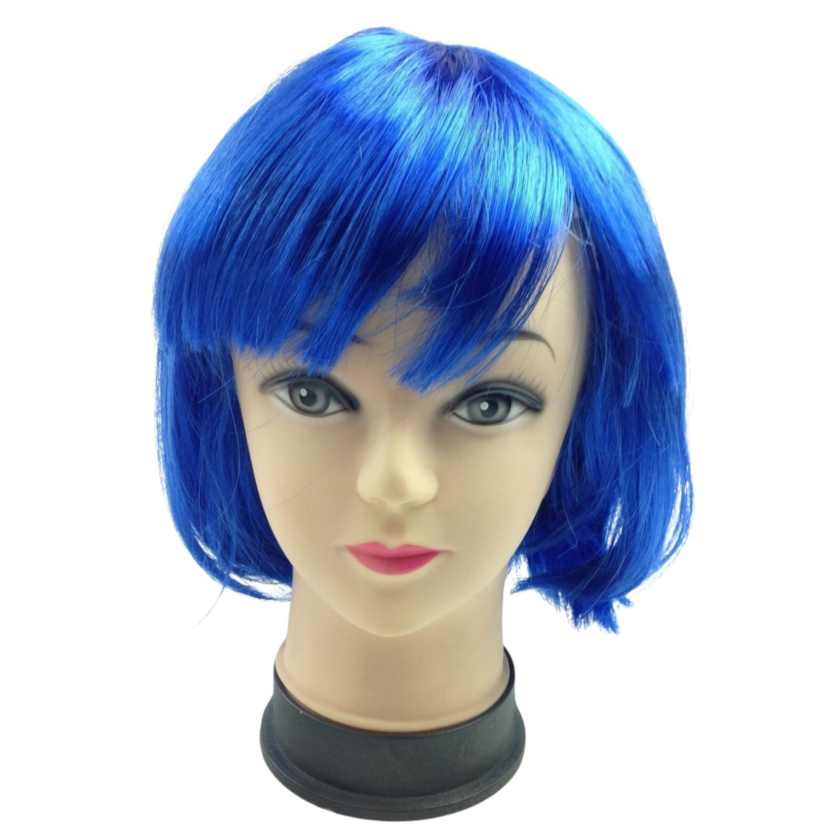 Vibrant Blue Bob Wig with Straight Bangs for Cosplay and Themed Parties - Women's Fancy Dress Essential