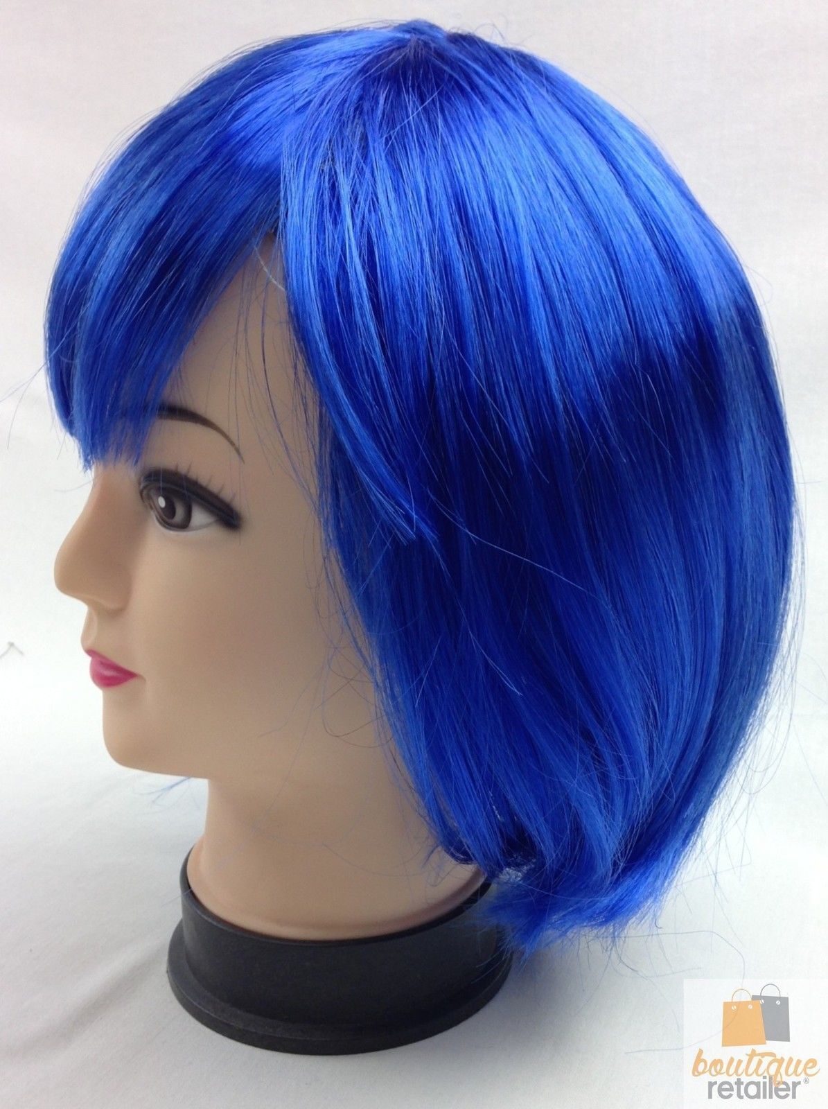 Vibrant Blue Bob Wig with Straight Bangs for Cosplay and Themed Parties - Women's Fancy Dress Essential