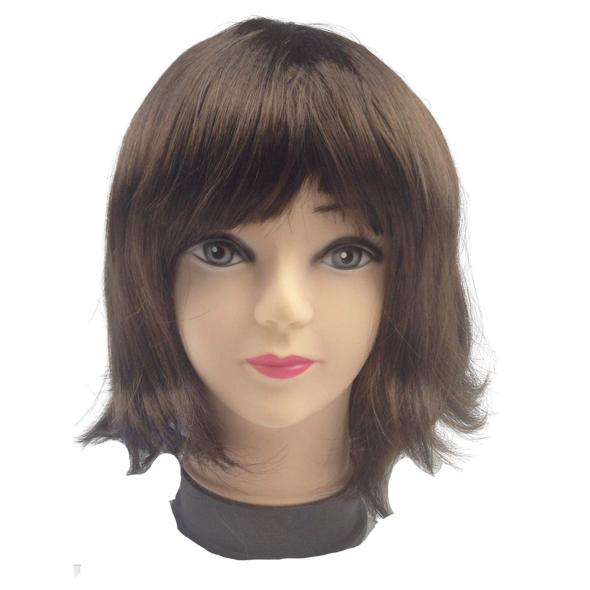 Chic Short Brown Bob Wig with Bangs - Ideal for Cosplay and Themed Events