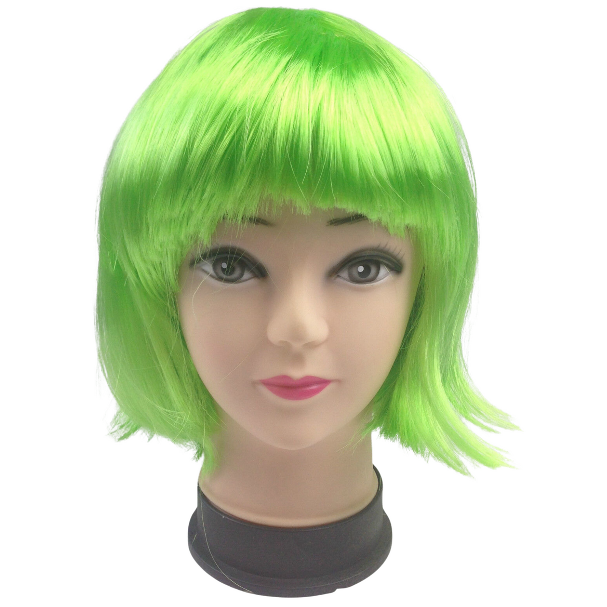 Vibrant Green Fringe Bob Wig - Ideal for Women's Cosplay and Themed Parties