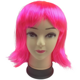 Vibrant Hot Pink Bob Wig with Straight Fringe - Ideal for Cosplay and Themed Parties