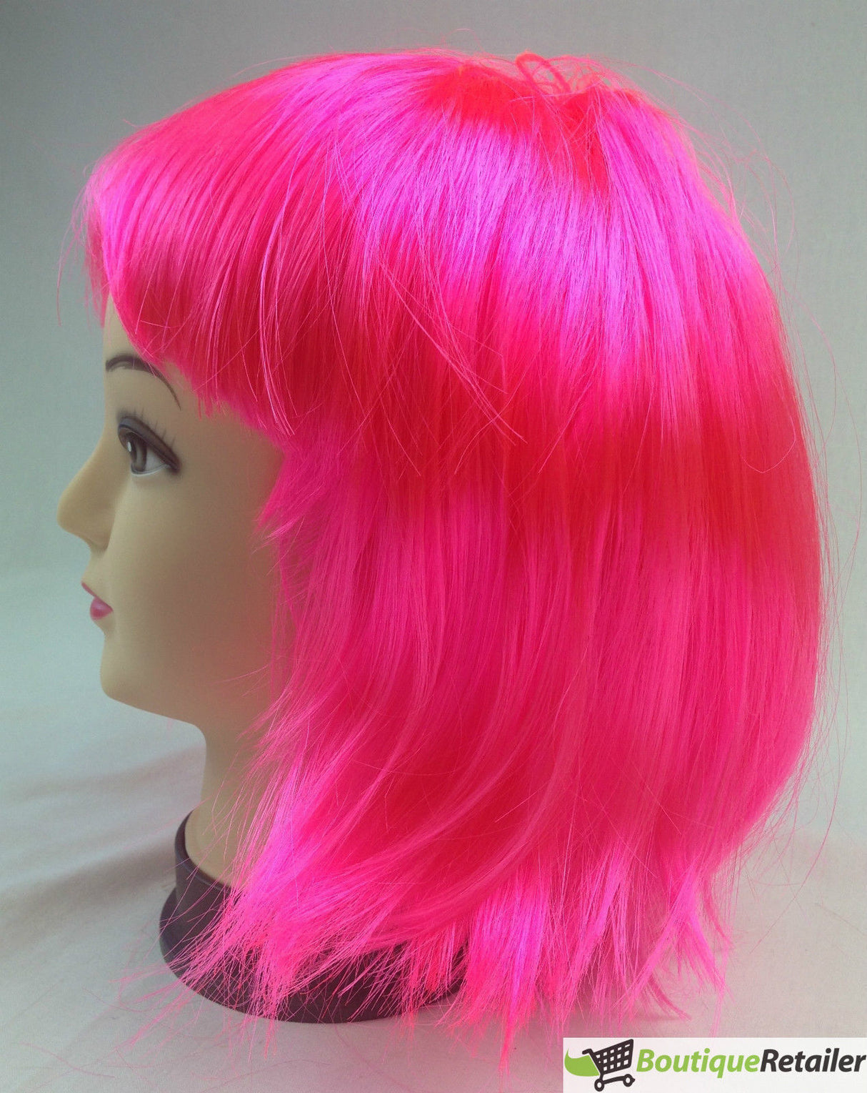 Vibrant Hot Pink Bob Wig with Straight Fringe - Ideal for Cosplay and Themed Parties