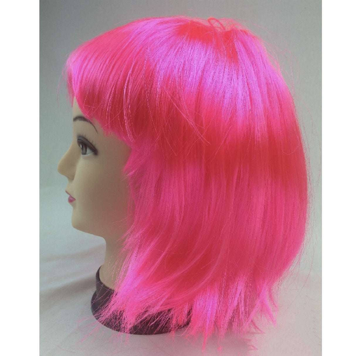 Vibrant Hot Pink Bob Wig with Straight Fringe - Ideal for Cosplay and Themed Parties