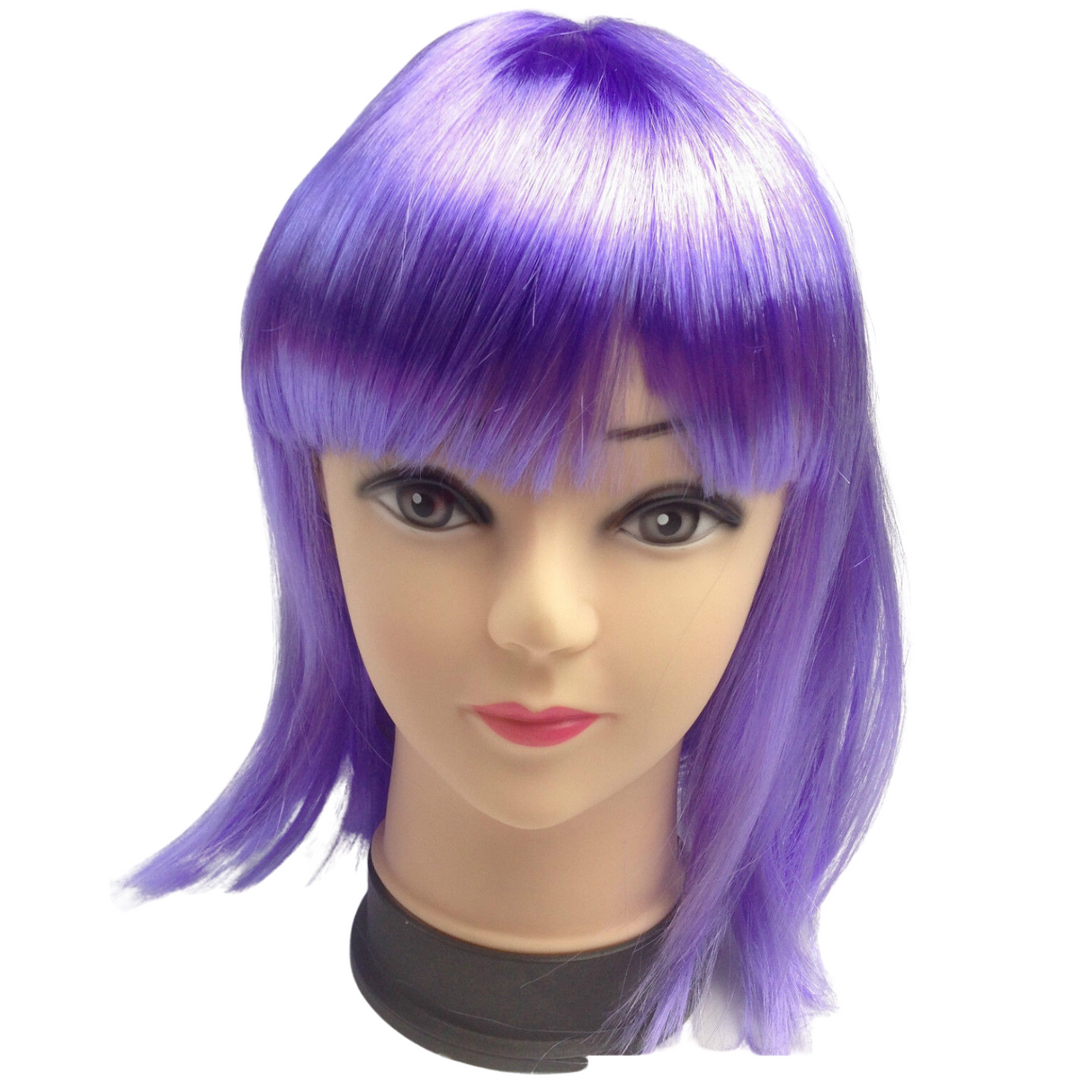 Eye-Catching Purple Bob Wig with Sleek Bangs for Costume Parties and Cosplay Events - Women's Fancy Dress Accessory