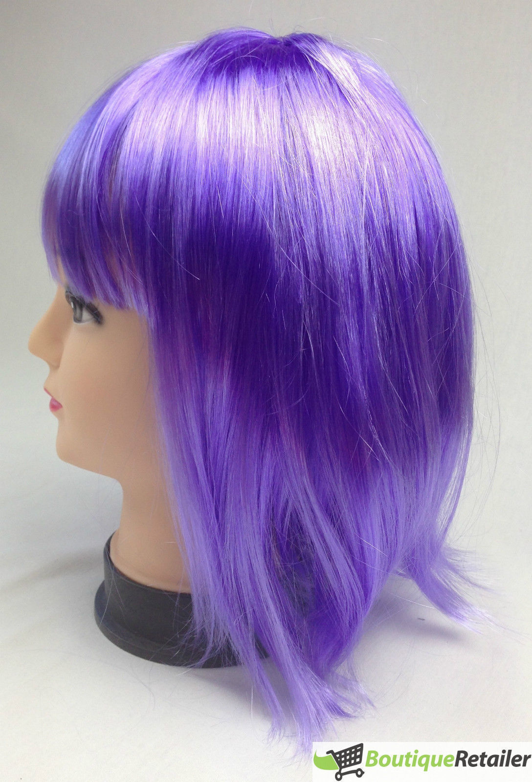 Eye-Catching Purple Bob Wig with Sleek Bangs for Costume Parties and Cosplay Events - Women's Fancy Dress Accessory