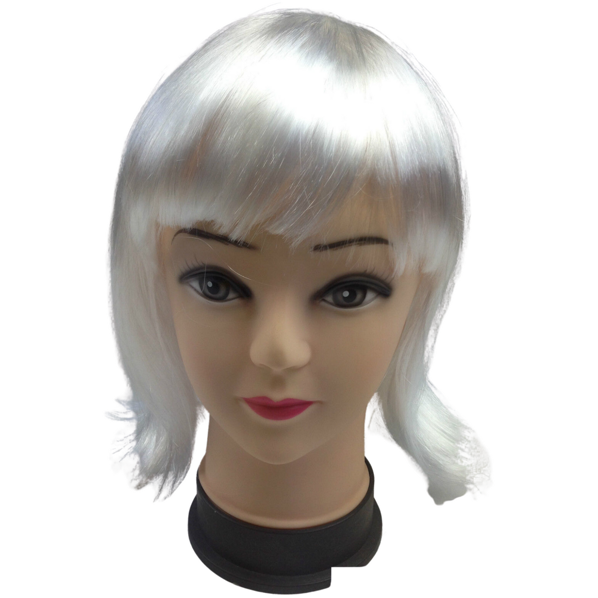 Chic Short White Bob Wig with Bangs for Themed Parties and Costume Events