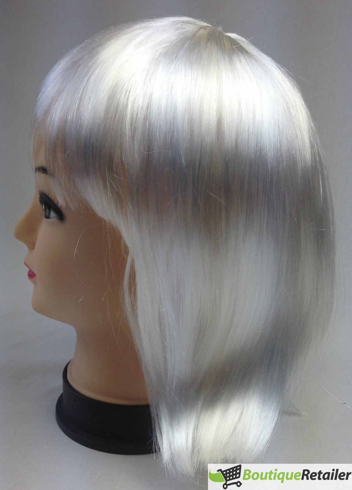 Chic Short White Bob Wig with Bangs for Themed Parties and Costume Events