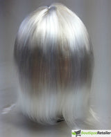 Chic Short White Bob Wig with Bangs for Themed Parties and Costume Events - Top-Down View