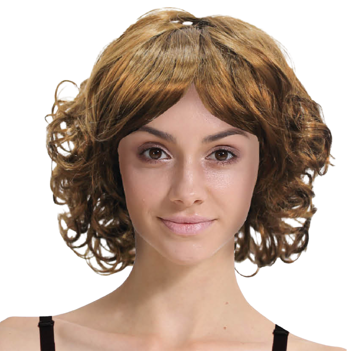 Vintage Curly Bob Wig for 60s 70s Costume Party - Brown