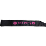 Bridesmaid Satin Sash with Pink Text for Hens Night - Black Design