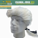 Colonial Courtroom Wig for Judge Costume - White Fancy Dress for Halloween Party - Top-Down View