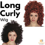 Burgundy Long Curly Wig for Cosplay and Costume Parties - Wavy Fancy Dress Accessory - Side View