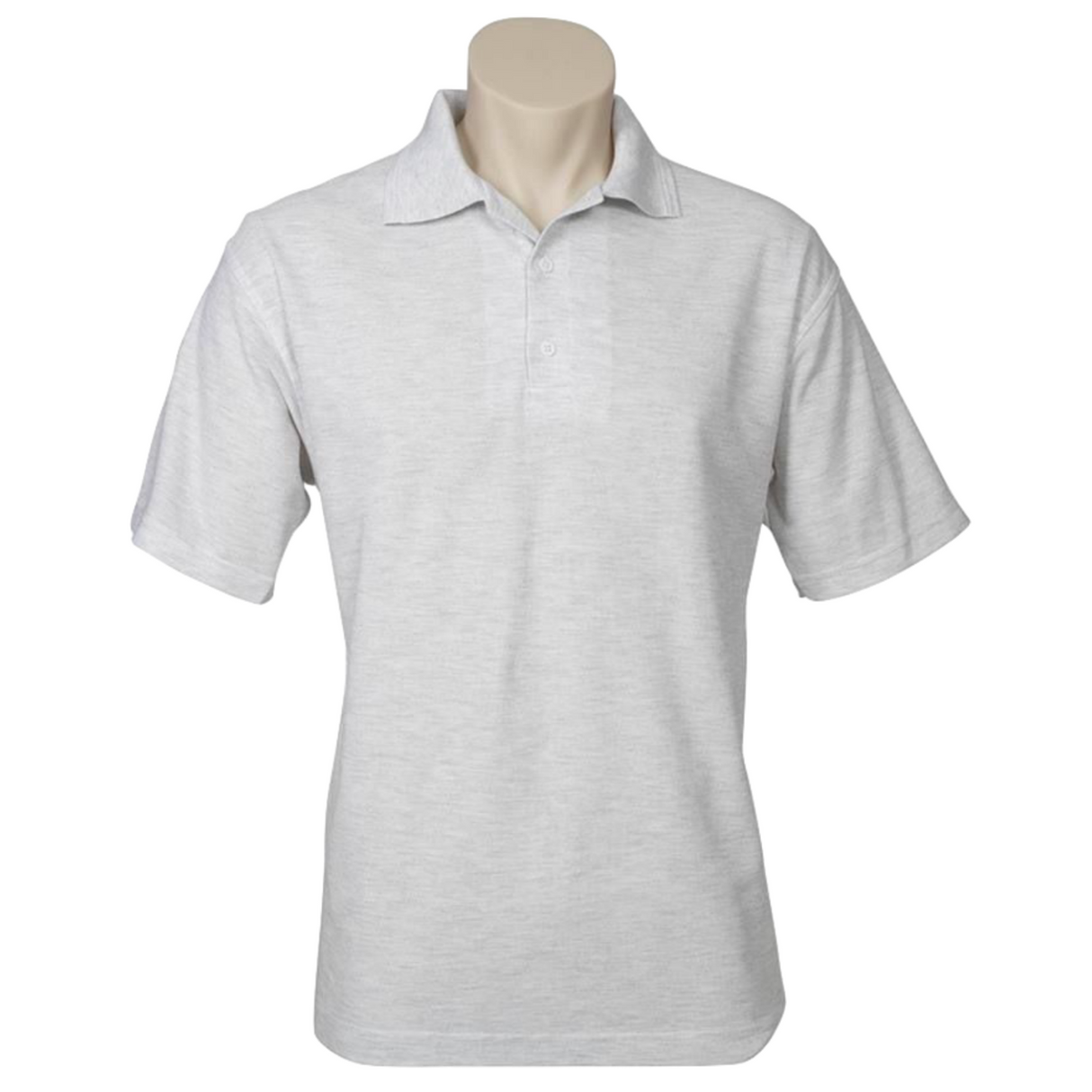 Mens Polo Top Shirt Plain Casual Short Sleeve Pique Knit Basic UPF Rated T-Shirt - Snow Marle (Grey) - 5XL