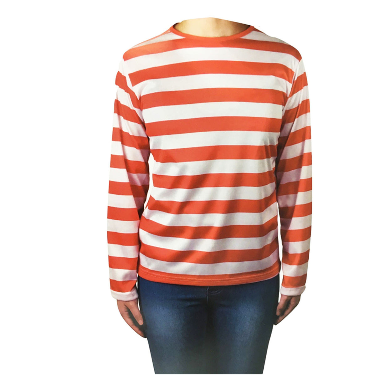 Kids' Wenda Waldo Costume Top - Red and White Striped Long Sleeve Shirt for Parties - Size Large (10-12 Years)