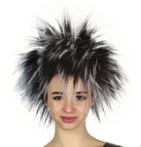 Funky 80s Spiky Punk Wig for Women - Short Cosplay Hair in Black/White