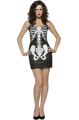 Gothic Skeleton Tank Dress for Women - Black and White Halloween Party Outfit - Front View