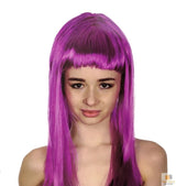 Fuchsia Long Straight Wig with Fringe for Cosplay and Parties - 70cm Women's Costume Hair - Front View