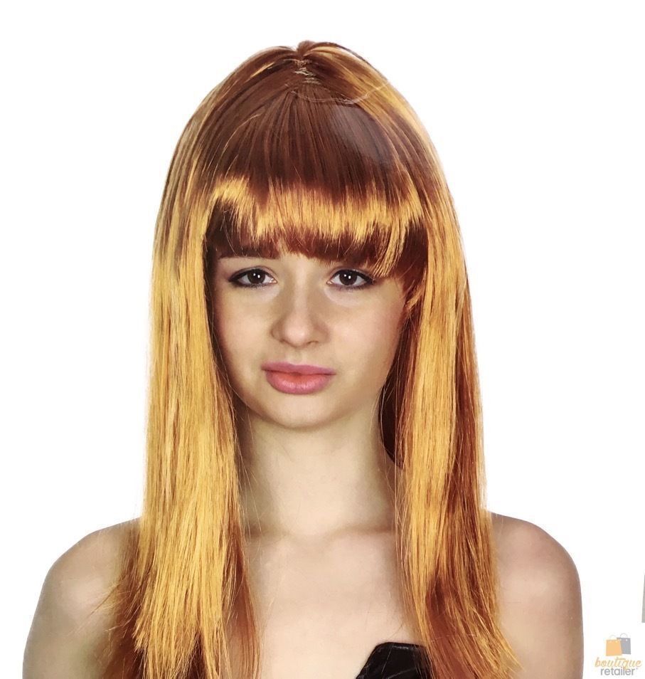 Elegant Long Straight Wig with Fringe for Cosplay and Costume Parties - 70cm Women's Golden Brown