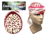 Bloody Zombie Brain Exposed Skull Cap with Bandage for Halloween Costume - Front View