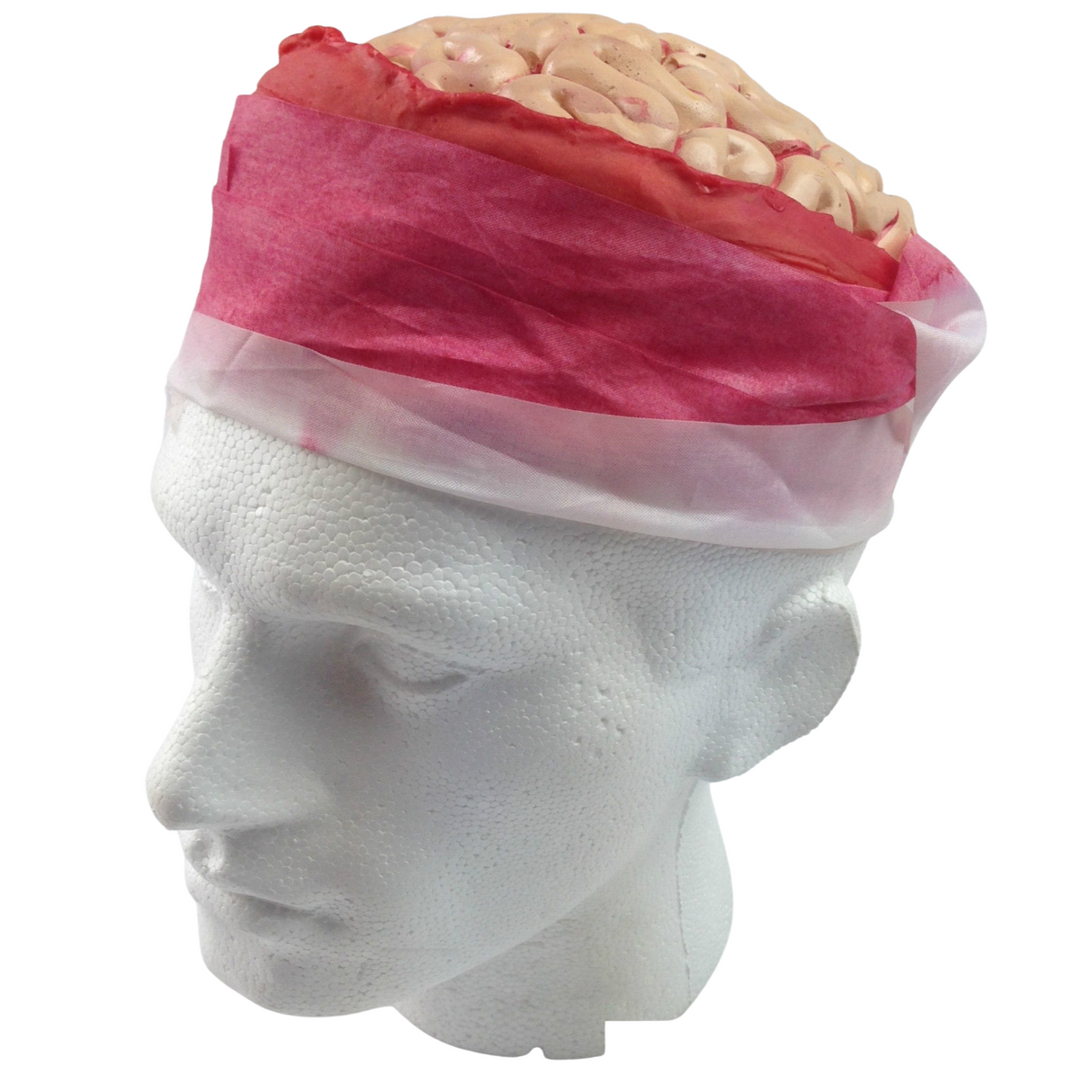 Bloody Zombie Brain Exposed Skull Cap with Bandage for Halloween Costume