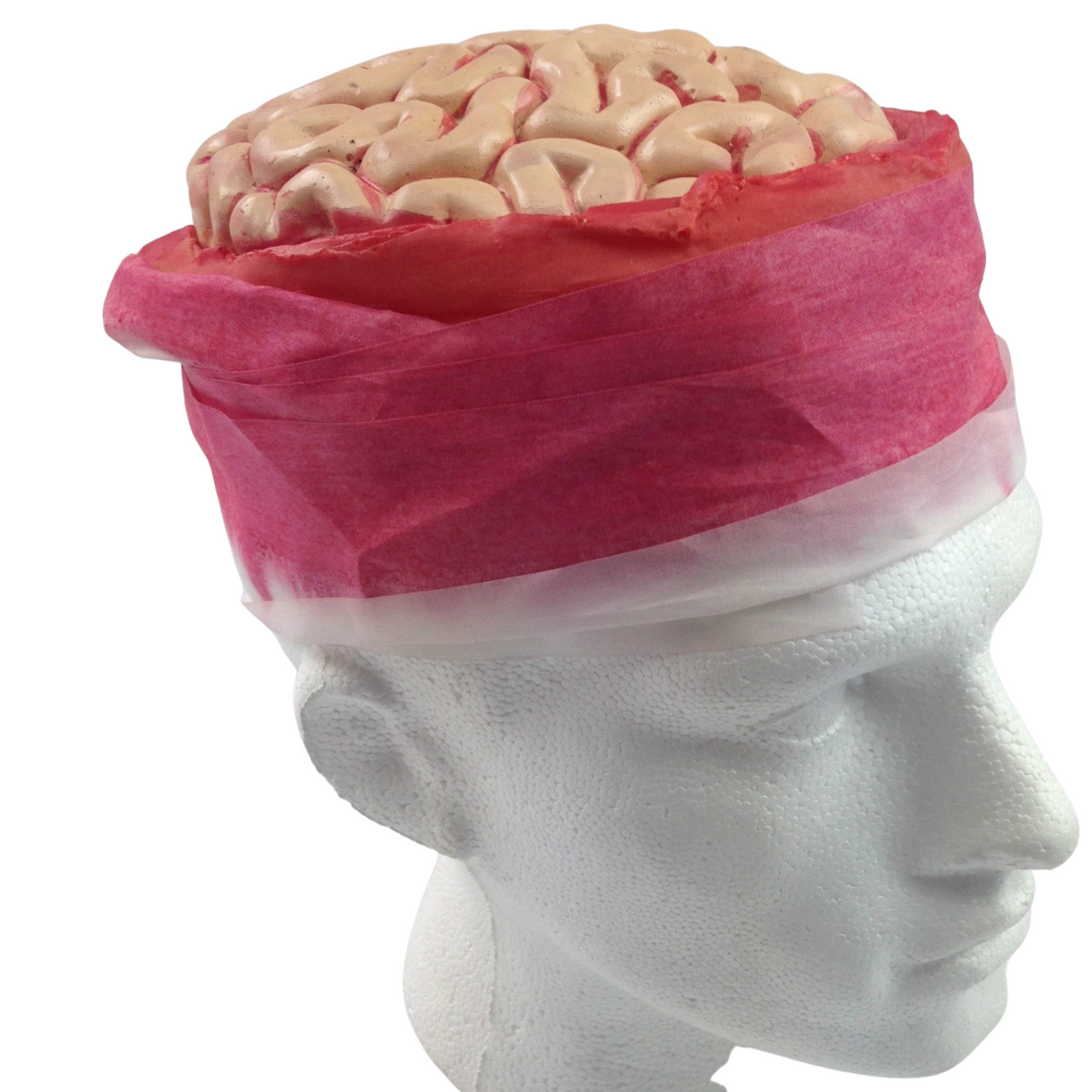 Bloody Zombie Brain Exposed Skull Cap with Bandage for Halloween Costume