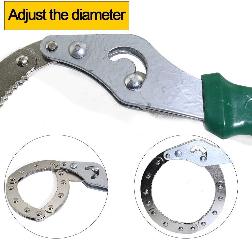 Universal Adjustable Steel Oil Filter Wrench - Non-Slip Handcuff Tool for Easy Removal