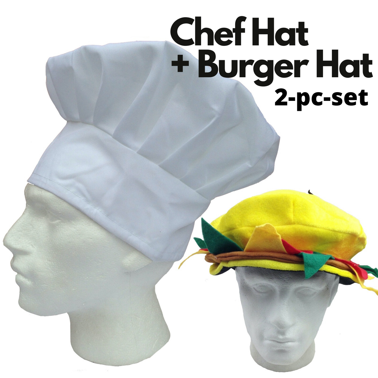 Chef & Burger Hat Duo for Funny Halloween Costume Party Fun