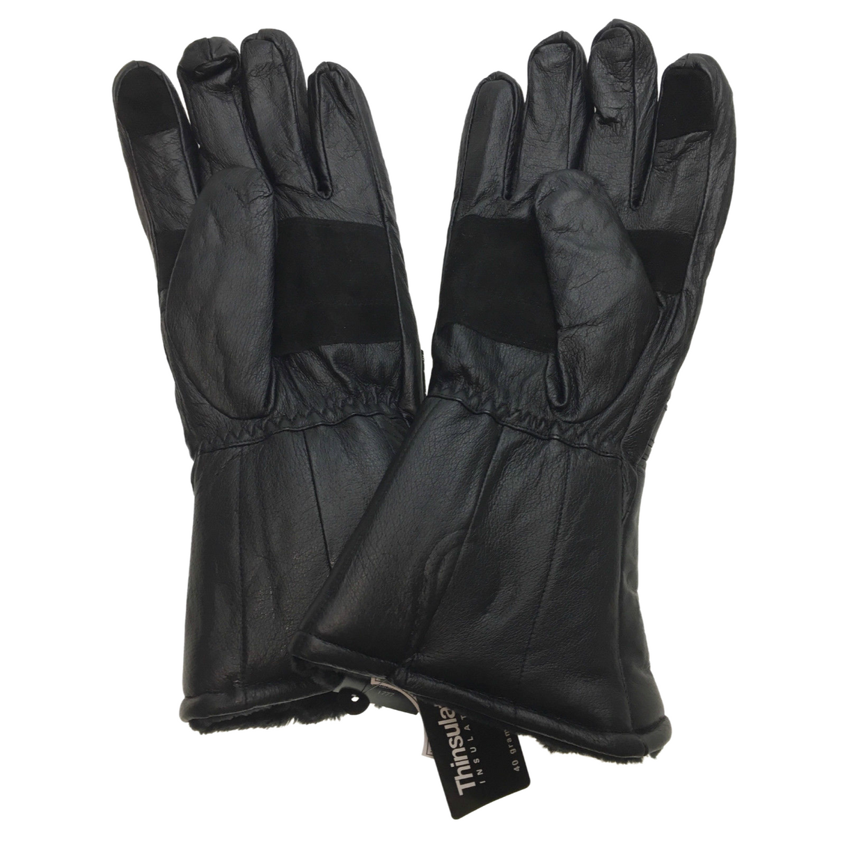 Waterproof Leather Winter Motorbike Gloves with Thinsulate Insulation - Black - Size L