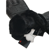 Waterproof Leather Winter Motorbike Gloves with Thinsulate Insulation - Black - Size L