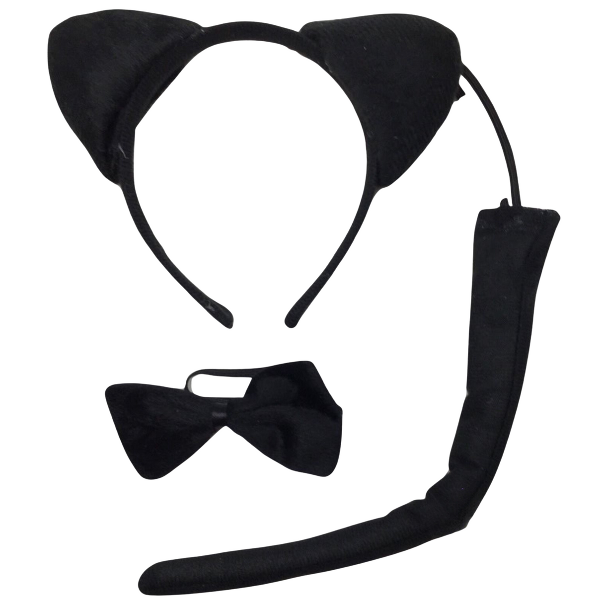 Adorable Black Cat Headband Set with Bow Tie and Tail for Halloween Costumes