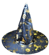 Chic Black and Gold Witch Hat for Halloween - Women's Enchanted Costume Accessory - Side View