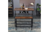 Viviendo Dining Table, Bar Table with Wine Storage Rack - Industrial Style