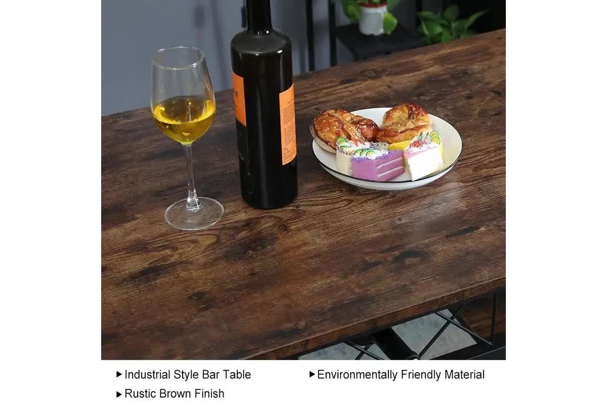 Viviendo Dining Table, Bar Table with Wine Storage Rack - Industrial Style