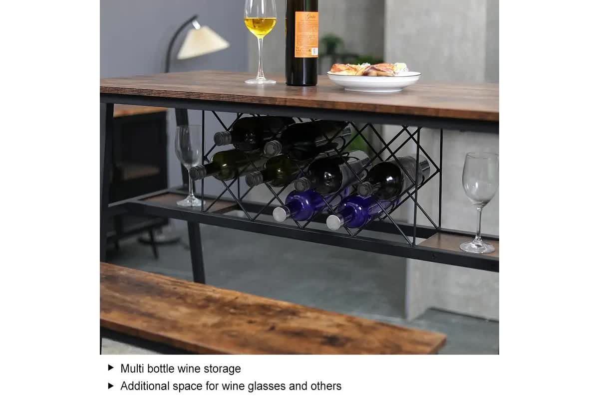 Viviendo Dining Table, Bar Table with Wine Storage Rack - Industrial Style