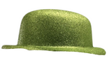 GLITTERY LIME GREEN BOWLER HAT - Sparkle Party Accessory for Costume Fun