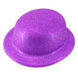 Glittering Purple Bowler Hat - Eye-Catching Costume Accessory for Celebrations and Events - Front View