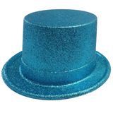 Glittering Azure Blue Top Hat - Whimsical Costume Accessory for Parties - Front View