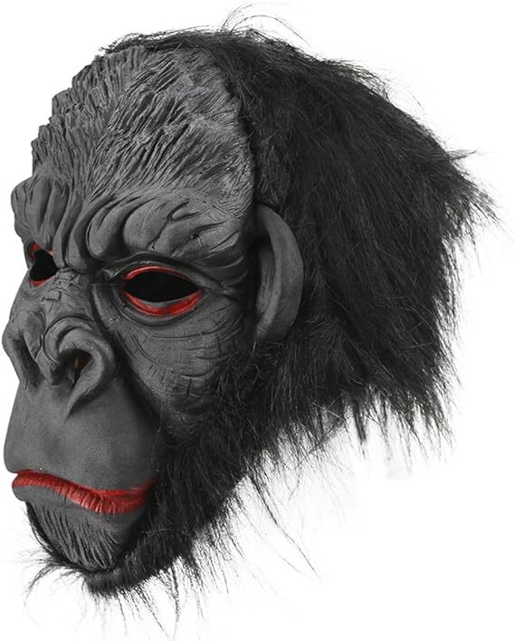 Gorilla Mask Costume for Halloween - Monkey Ape Chimp Latex with Hair Accessory