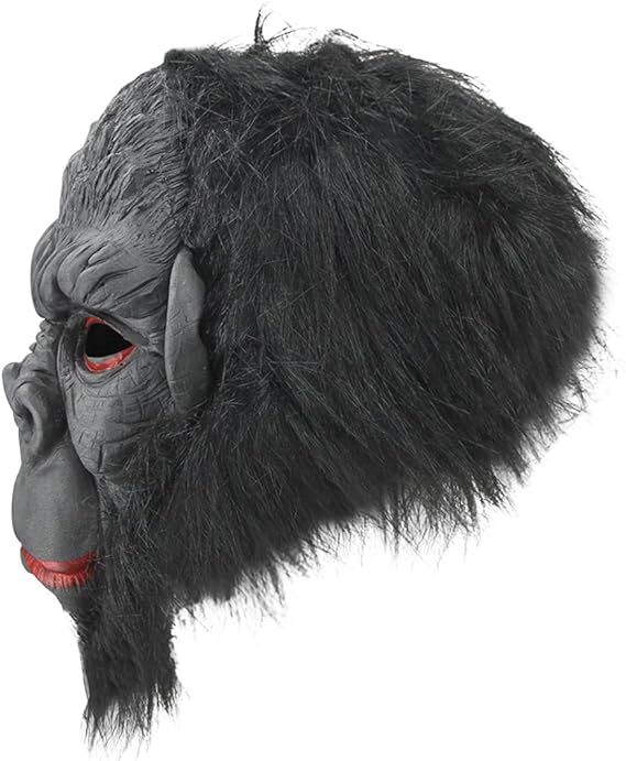 Gorilla Mask Costume for Halloween - Monkey Ape Chimp Latex with Hair Accessory