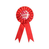 I Love You Ribbon Badge Award Fun Rosette Fancy Dress Party Romantic - Red - Front View