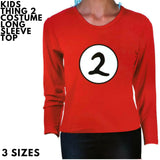 Thing 2 Costume Red Long Sleeve Top for Kids - Size Small (4-5 Years)