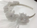 Floral Bride To Be Headband Veil - Ideal for Bridal Shower Celebrations - Top-Down View