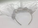 Floral Bride To Be Headband Veil - Ideal for Bridal Shower Celebrations - 45-Degree Angle