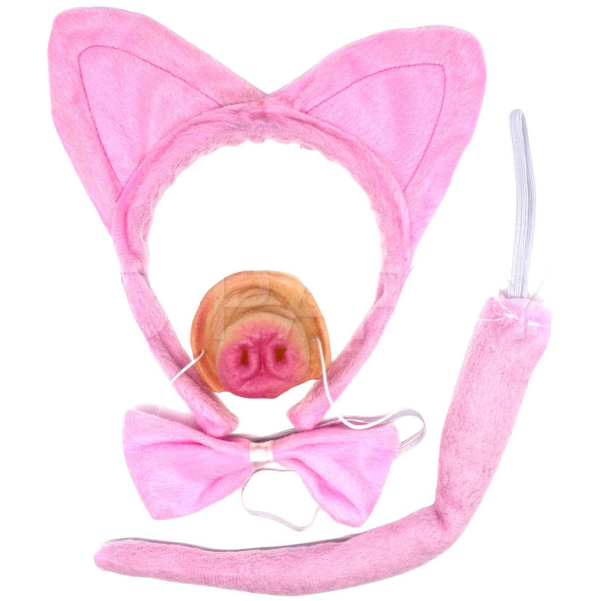 Charming 4-Piece Pig Costume Kit with Headband, Bow Tie, Snout & Tail for Halloween and Dress-Up Events