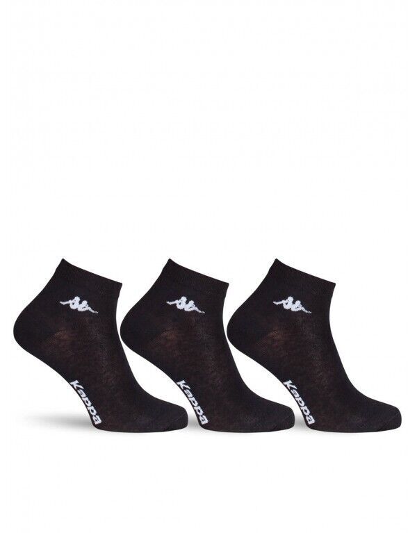 Kappa Men's Classic Black Ankle Socks - 3 Pairs - EU Size 42-44