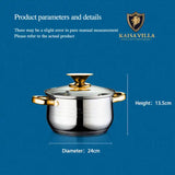 Kaisa Villa Induction-Ready 5.8L Stainless Steel Casserole Pot with Gold Handles