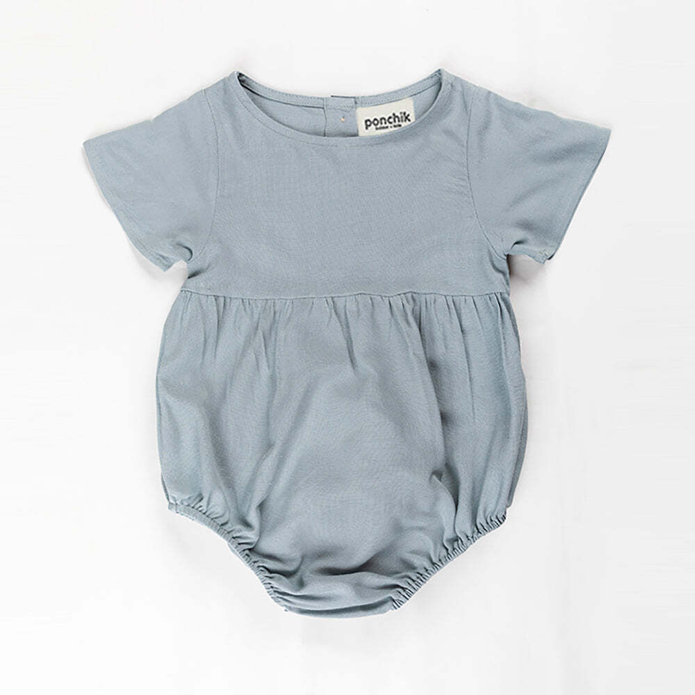 Capri Blue Linen Romper for Babies & Kids - Size 2Y Only