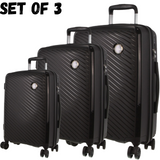 Milleni 3-Piece Hardshell Luggage Set - Black - Inspired by Pierre Cardin